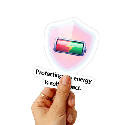Protecting My Energy Sticker - Self-Respect Battery Graphic