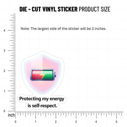 Protecting My Energy Sticker - Self-Respect Battery Graphic