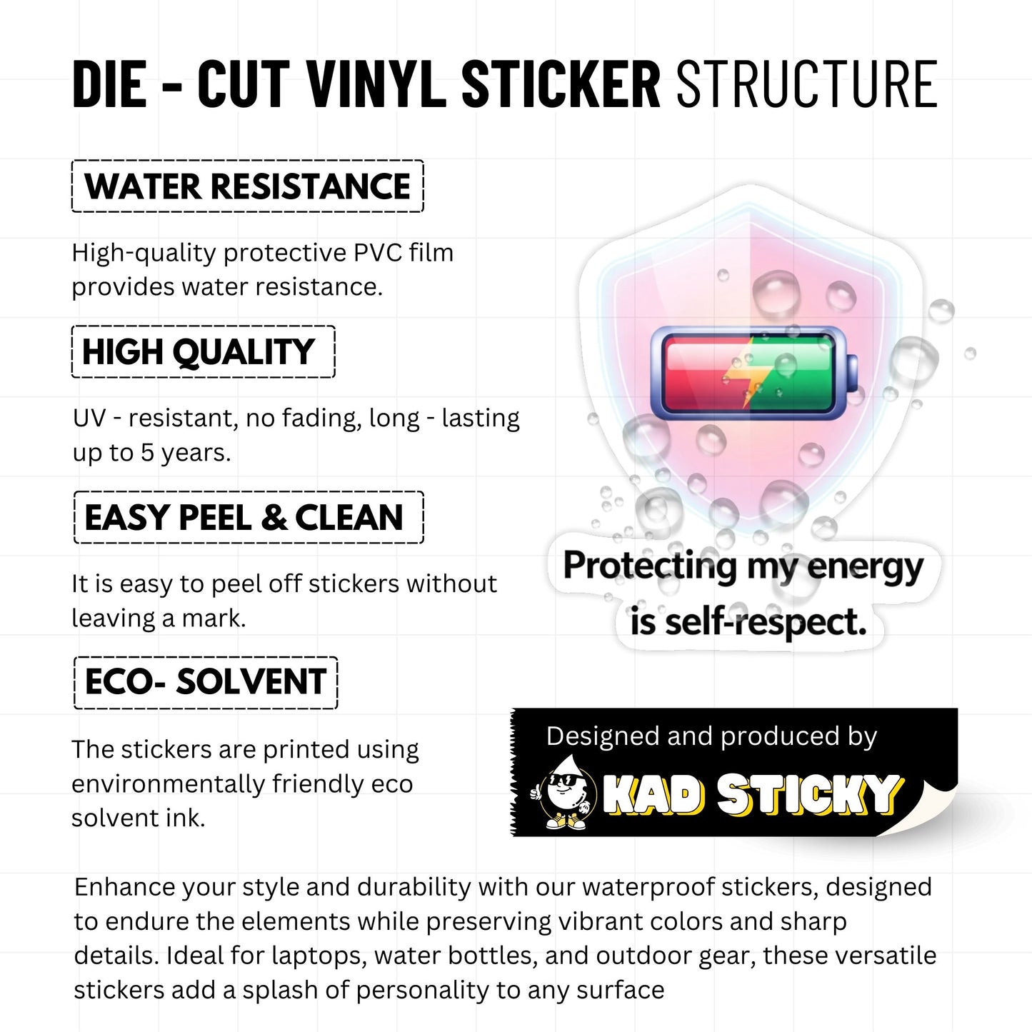 Protecting My Energy Sticker - Self-Respect Battery Graphic