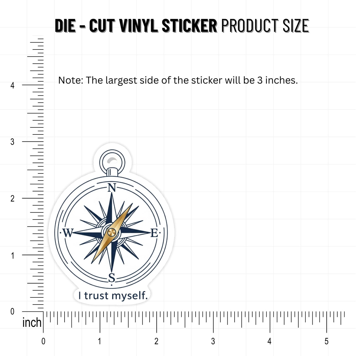 Trust Your Intuition Sticker - I Trust Myself Minimalist Compass