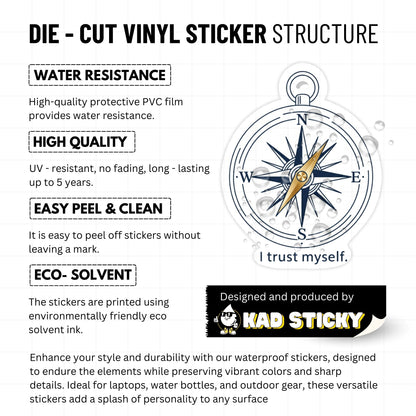 Trust Your Intuition Sticker - I Trust Myself Minimalist Compass