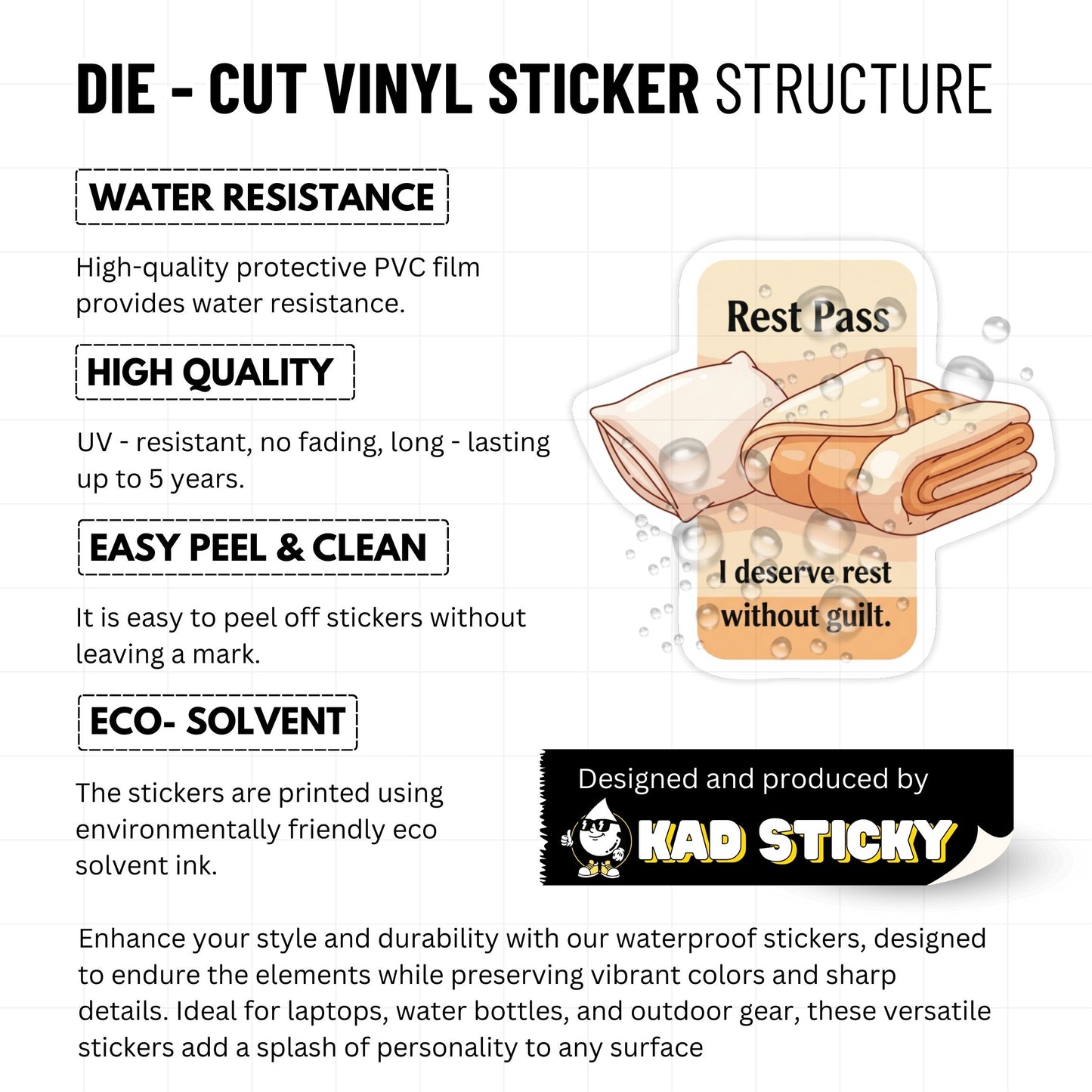 Self-Care Sticker - I Deserve Rest Without Guilt Pass