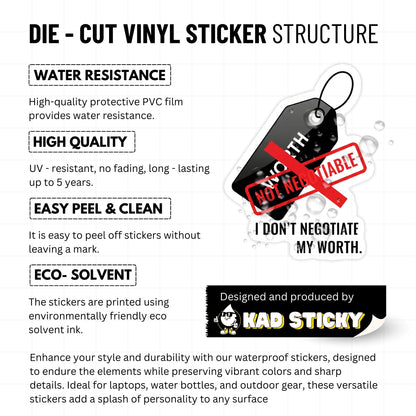 Self Worth Sticker - I Don't Negotiate My Worth Empowerment Decal