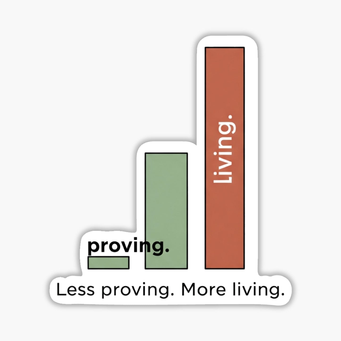 Empowerment Sticker - Less Proving More Living Bar Chart Decal
