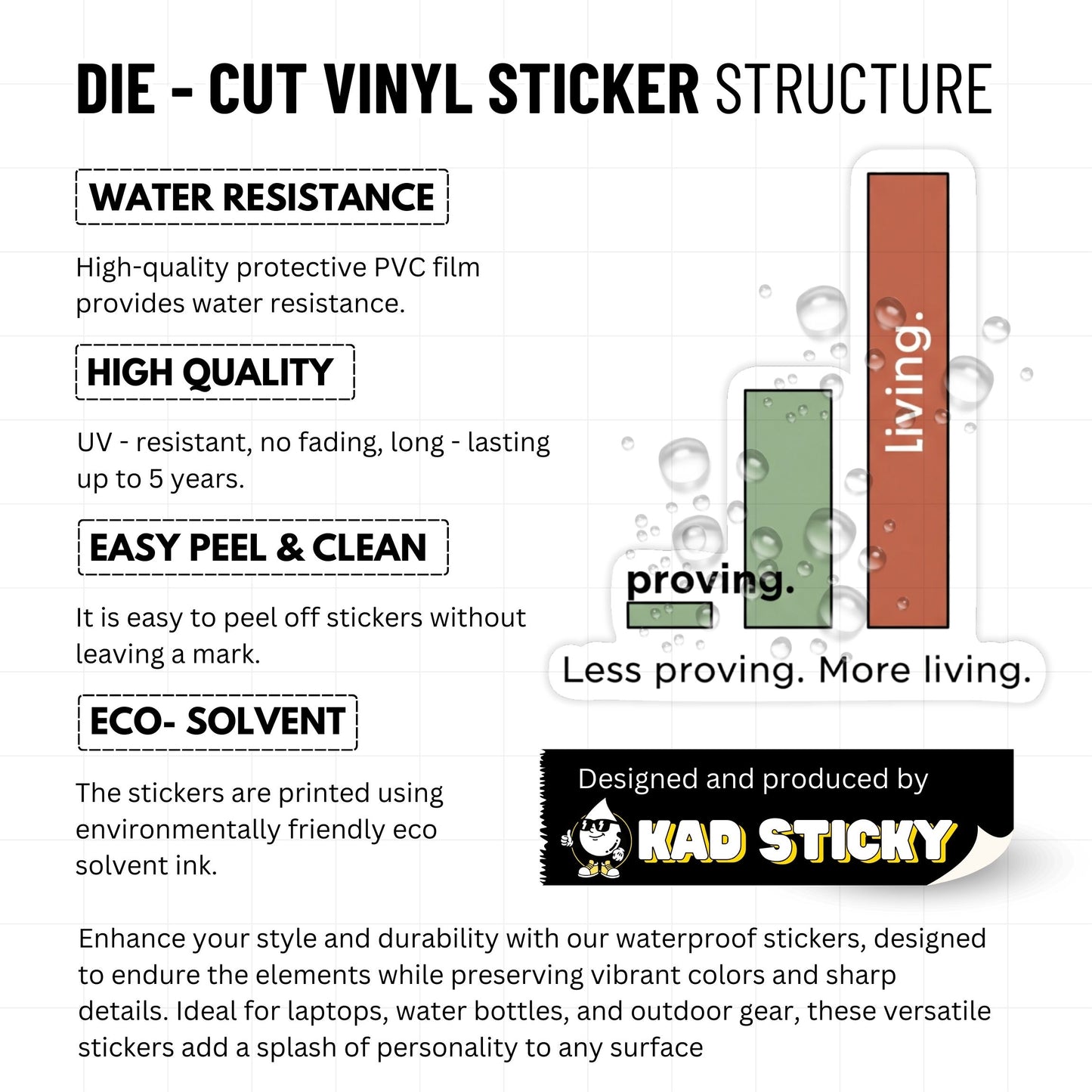 Empowerment Sticker - Less Proving More Living Bar Chart Decal