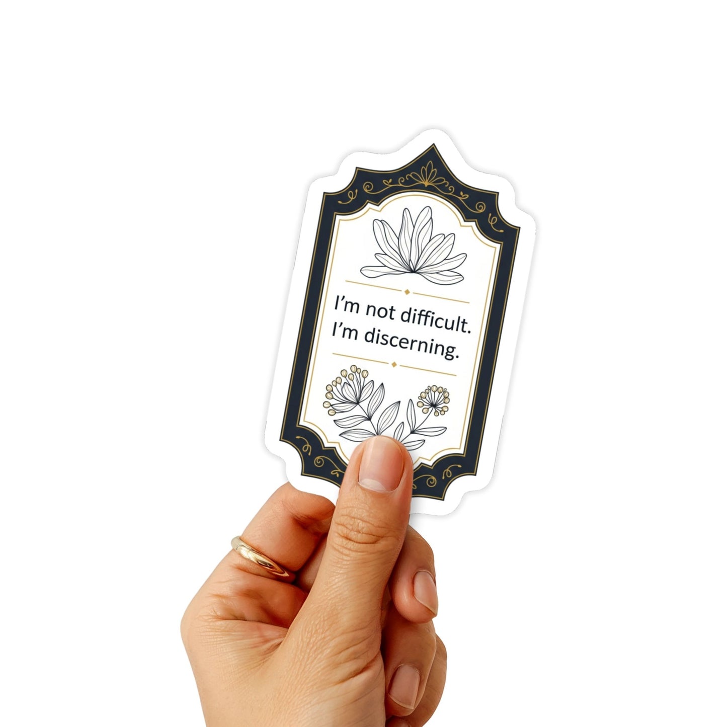 Discerning Woman Empowerment Sticker - Chic Perfume Label Aesthetic