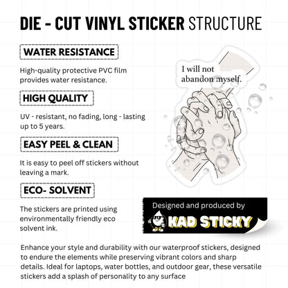 I Will Not Abandon Myself Empowerment Vinyl Sticker - Line Art Decal