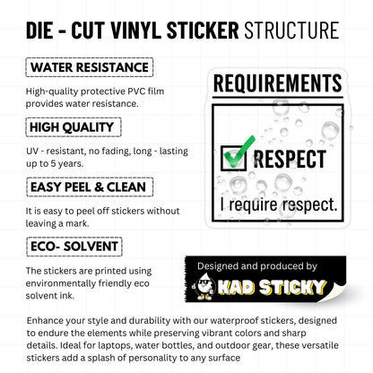 I Require Respect Checklist Sticker - Self-Worth Empowerment Decal