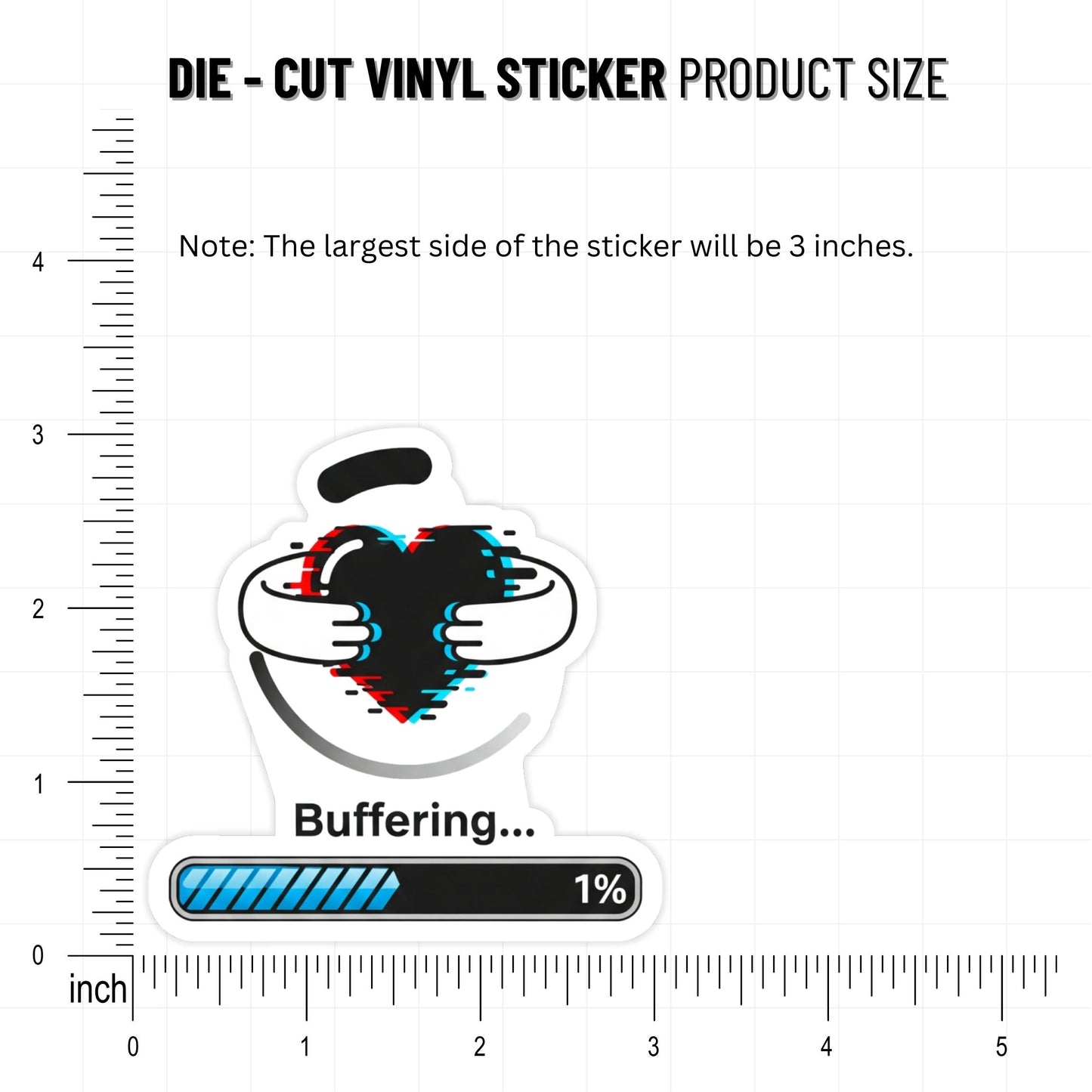 Sarcastic Tech Sticker - Buffering Loading Heart Vinyl Decal