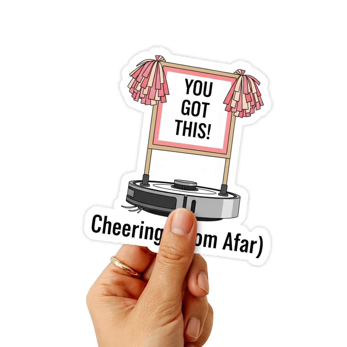 Cheering From Afar Sarcastic Support Sticker for Introverts