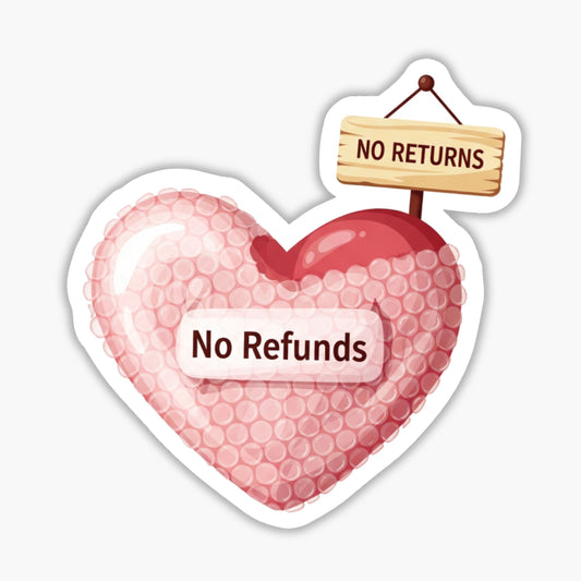 Sarcastic Boundary Sticker No Refunds Heart Vinyl Decal