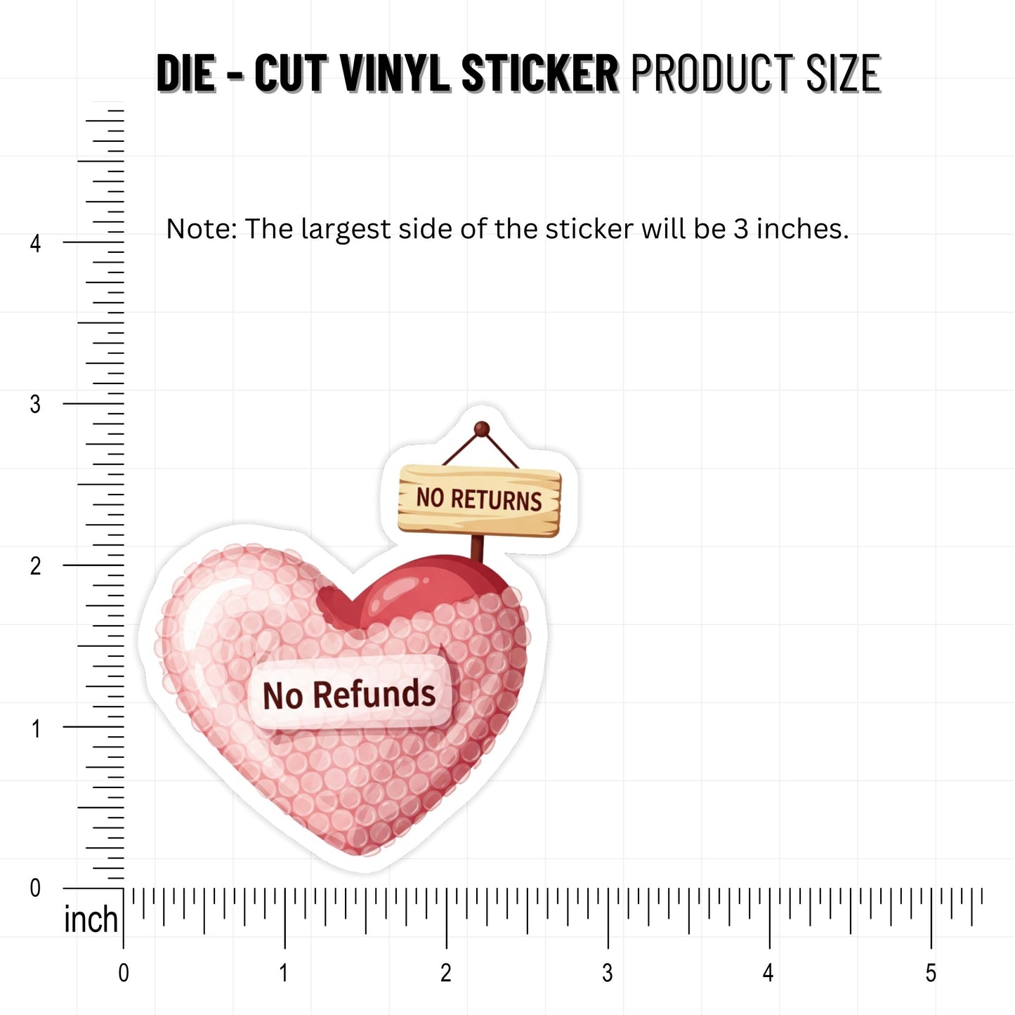 Sarcastic Boundary Sticker No Refunds Heart Vinyl Decal