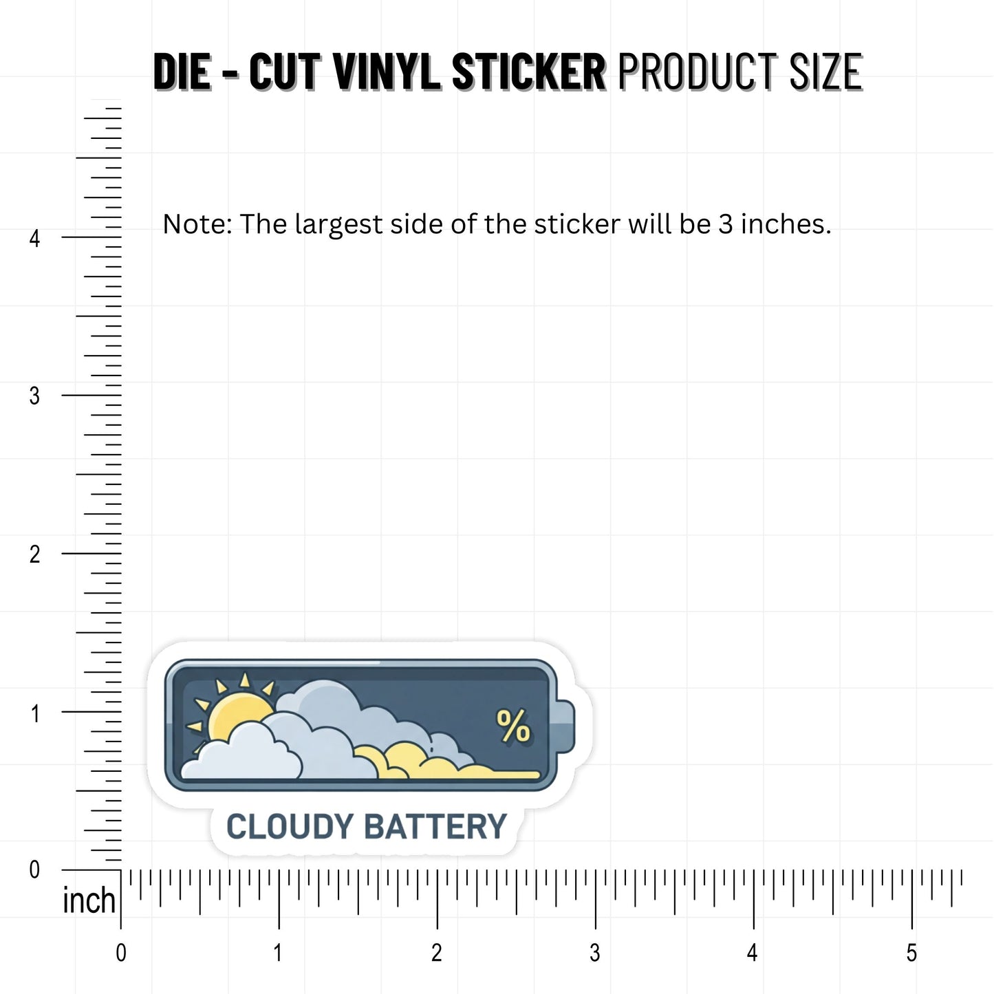 Sarcastic Social Battery Sticker - Cloudy Solar Power Laptop Decal