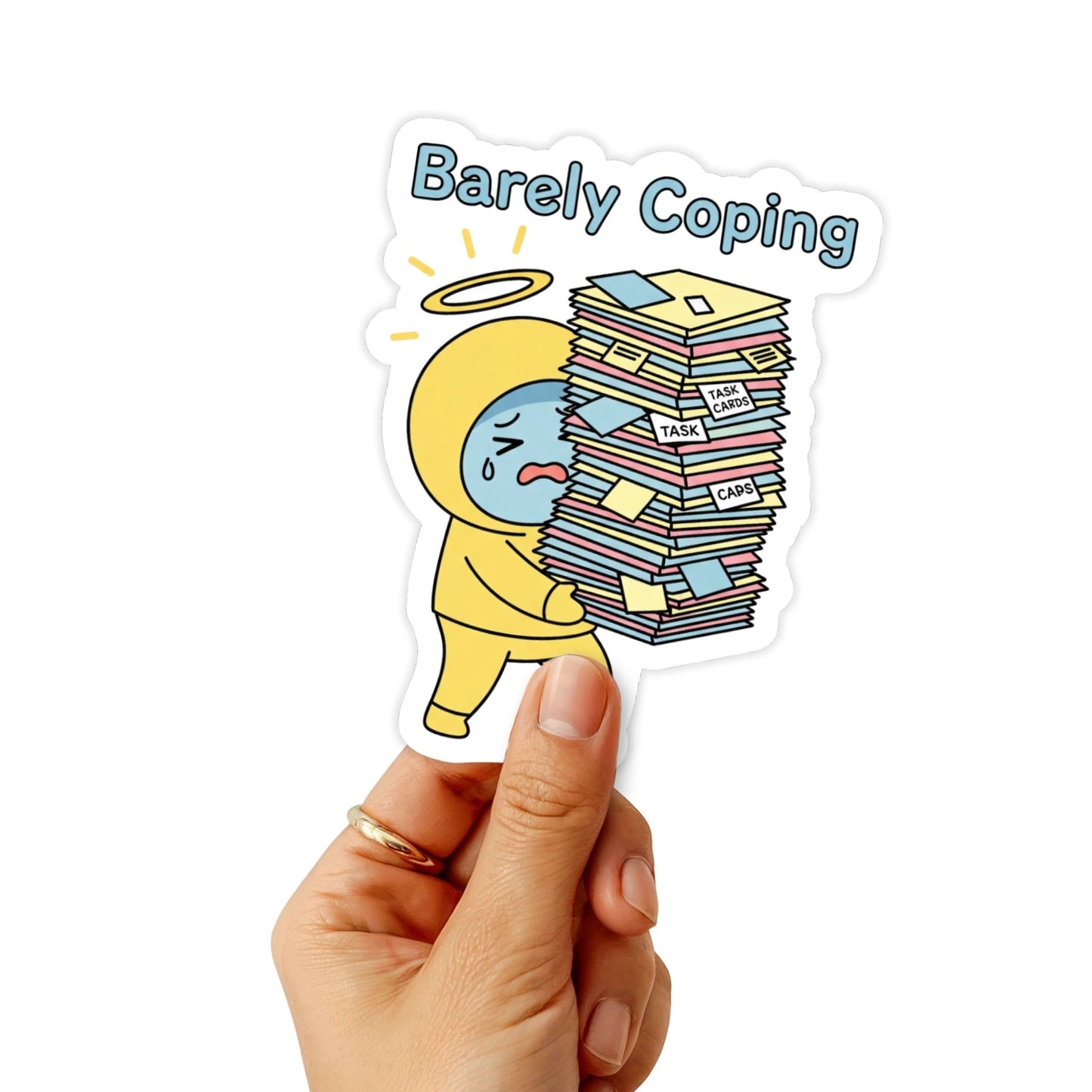Sarcastic Burnout Sticker - Barely Coping Cute Pastel Decal