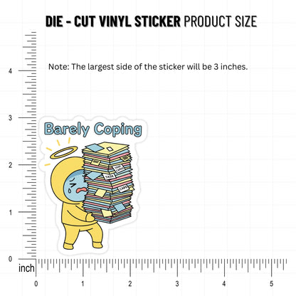 Sarcastic Burnout Sticker - Barely Coping Cute Pastel Decal
