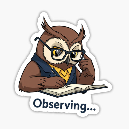 Sarcastic Introvert Sticker - Witty Observing Owl Vinyl Decal