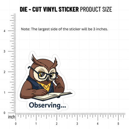 Sarcastic Introvert Sticker - Witty Observing Owl Vinyl Decal