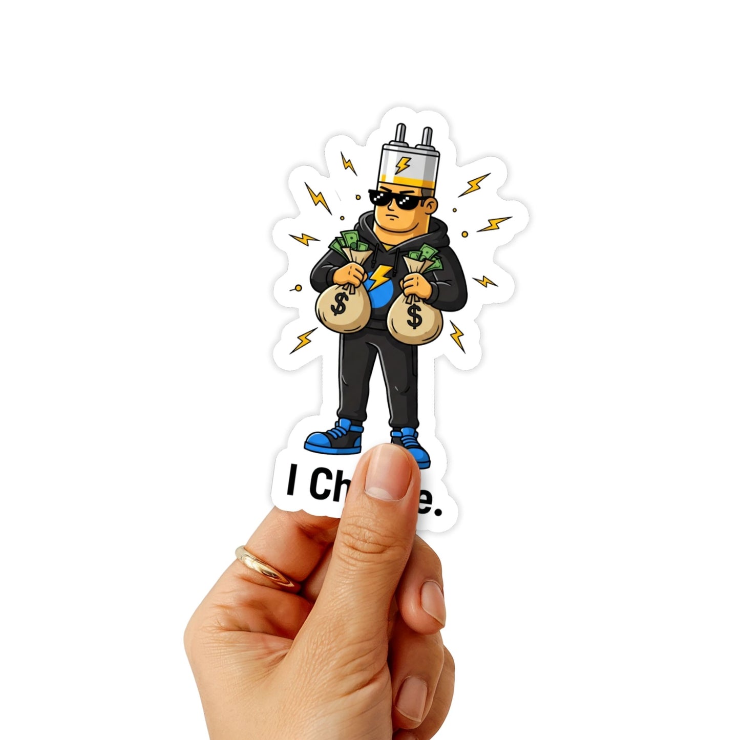 Sarcastic Laptop Sticker - I Charge Boss Energy Battery Decal