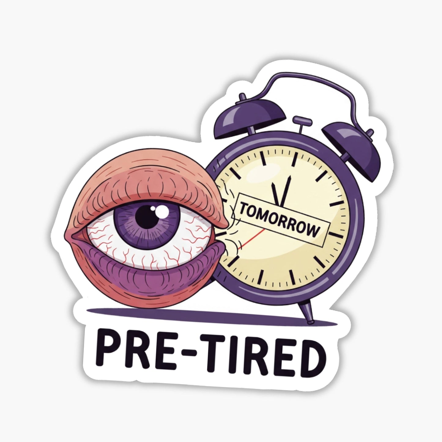 Funny Pre-Tired Sarcastic Sticker - Witty Humor Laptop Decal