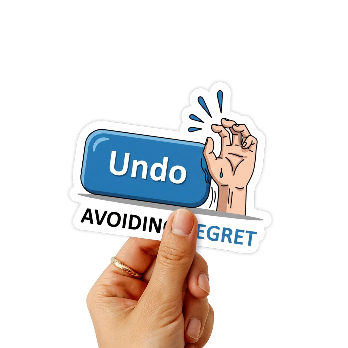 Sarcastic Tech Sticker - Avoiding Regret Funny Undo Button Decal
