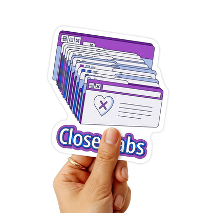 Sarcastic Tech Sticker - I Close Tabs Y2K Aesthetic Vinyl Decal