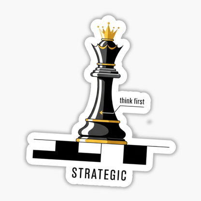 Sarcastic Laptop Sticker - Strategic Chess Queen Witty Vinyl Decal