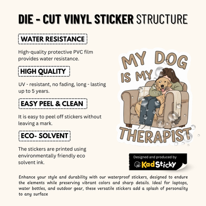 3PCs My Dog is My Therapist Sticker | Cozy Dog Lover Gift | Vinyl Decal