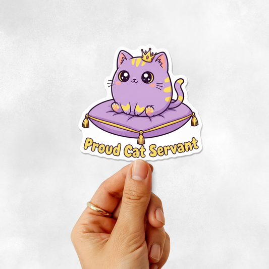 3PCs Proud Cat Servant Sticker | Funny Cat Mom Gift | Royal Vinyl Decal