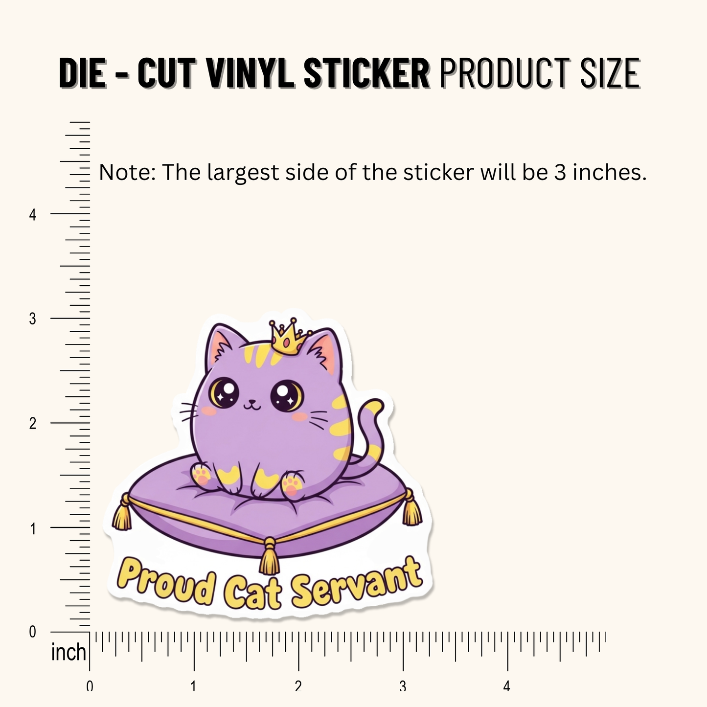 3PCs Proud Cat Servant Sticker | Funny Cat Mom Gift | Royal Vinyl Decal