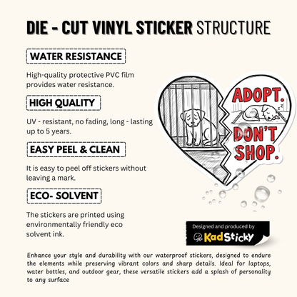 3PCs Adopt Don't Shop Sticker | Pet Rescue Vinyl Decal for Cat Dog Mom