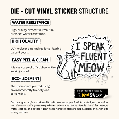 3PCs I Speak Fluent Meow Sticker | Funny Cat Decal for Cat Lovers