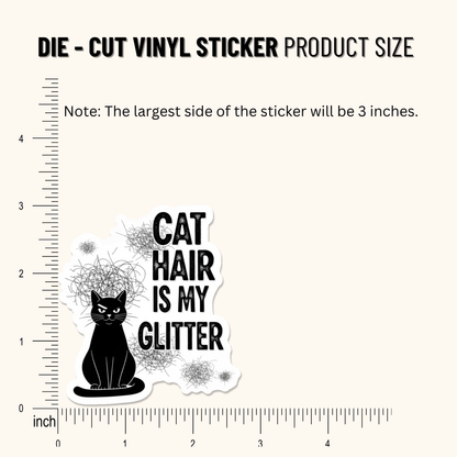 3PCs Cat Hair Glitter Sticker | Funny Cat Mom Gift | Vinyl Decal