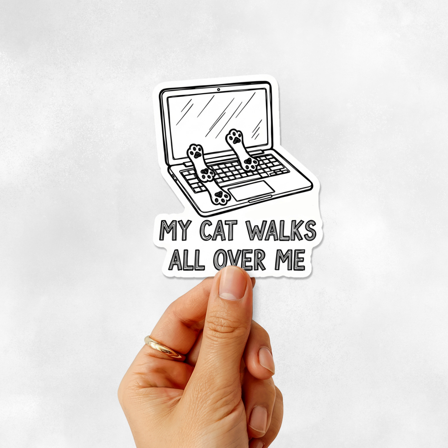 3PCs My Cat Walks On Me Sticker | Funny Vinyl Decal for Cat Lovers