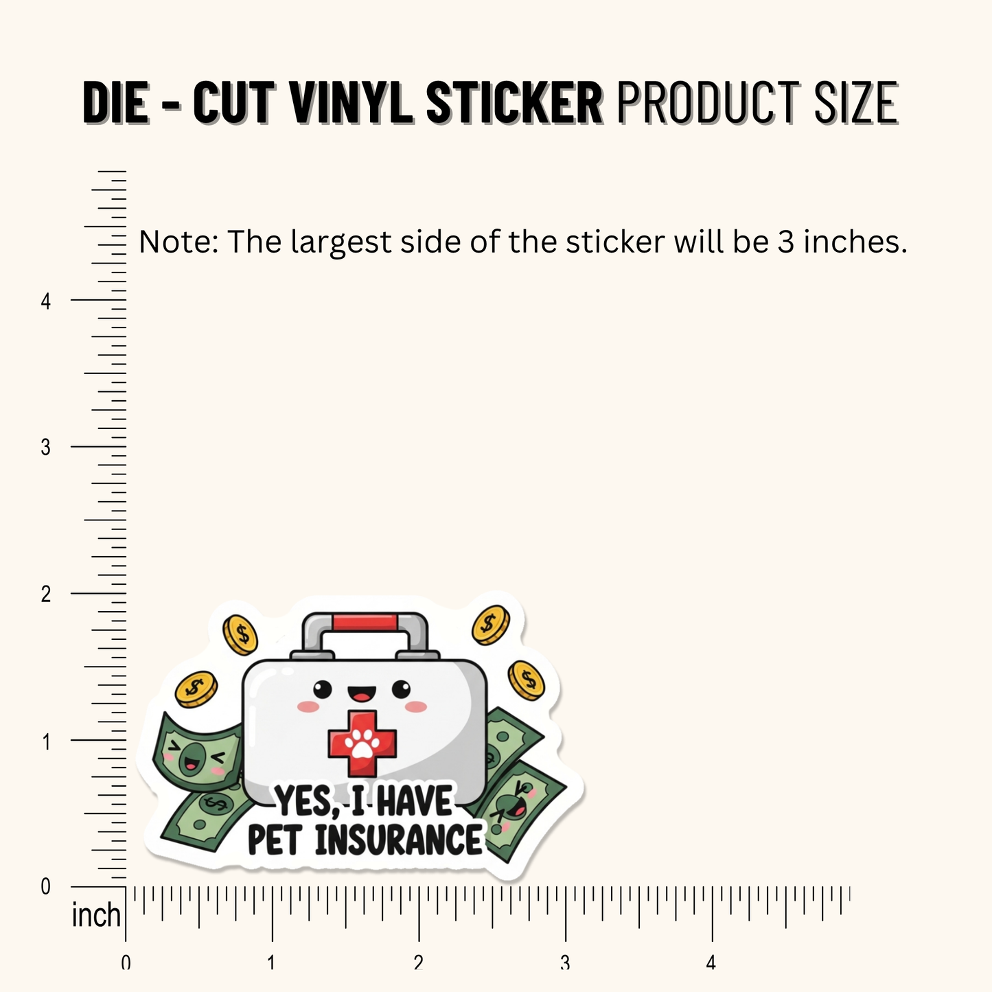 3PCs Funny Pet Insurance Sticker for Cat Dog Mom, Vinyl Decal