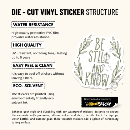 3PCs Be Still and Know Vinyl Sticker | Christian Faith Bible Verse Decal