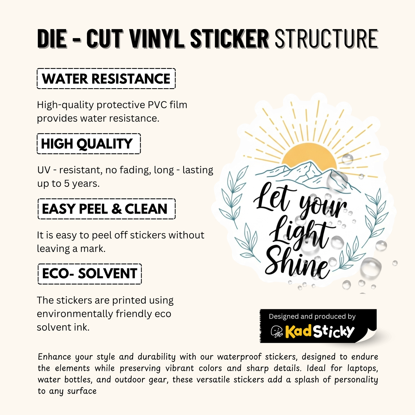Product Title 3PCs Let Your Light Shine Sticker | Christian Faith Vinyl Decal