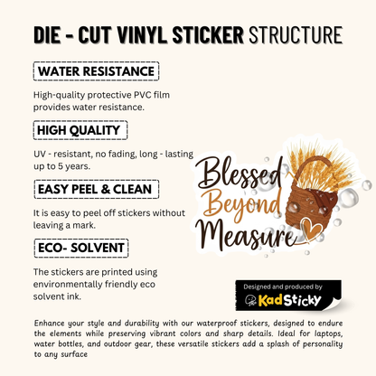 3PCs Blessed Beyond Measure Sticker | Christian Faith Vinyl Decal