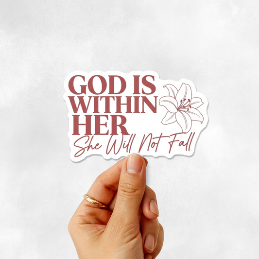 3PCs God is Within Her Sticker | Floral Christian Vinyl Decal for Women