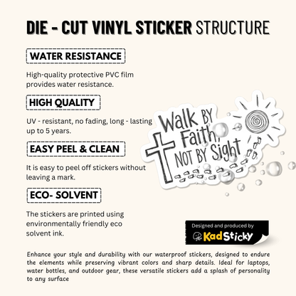 3PCs Walk by Faith Sticker | Christian Bible Verse Vinyl Decal
