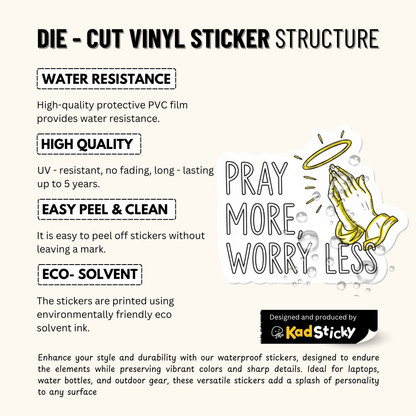 3PCs Pray More Worry Less Sticker | Christian Faith Vinyl Decal