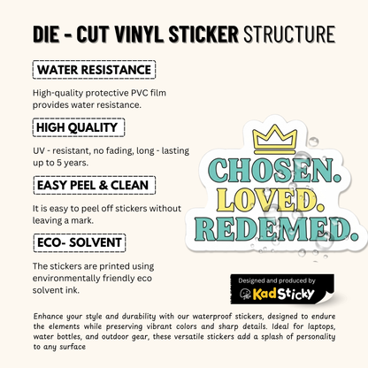 3PCs Chosen Loved Redeemed Sticker | Christian Faith Vinyl Decal
