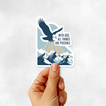 3PCs With God Possible Sticker | Christian Faith Eagle Bible Verse Decal