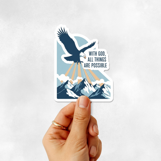 3PCs With God Possible Sticker | Christian Faith Eagle Bible Verse Decal