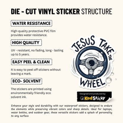 3PCs Jesus Take the Wheel Vinyl Decal Funny Christian Faith Sticker