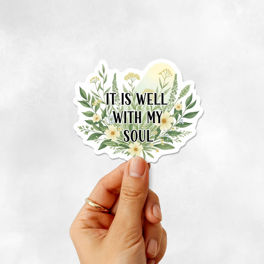 3PCs It Is Well Sticker Christian Faith Hope Wildflower Vinyl Decal