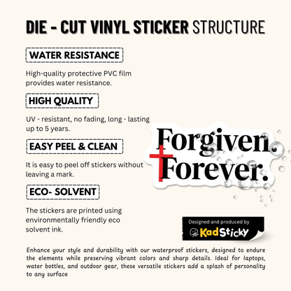 3PCs Forgiven Forever Cross Sticker | Christian Faith Vinyl Decal