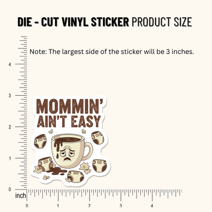 3PCs Mommin' Ain't Easy Sticker, Funny Mom Life Vinyl Decal Gift