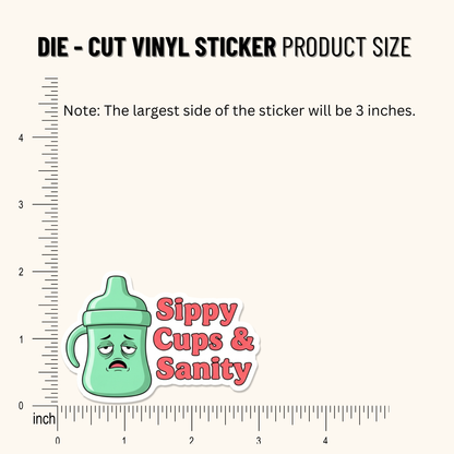 3PCs Sippy Cups & Sanity Sticker | Funny Mom Life Vinyl Decal