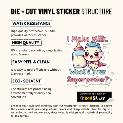 3PCs Super Mom Sticker | Funny Breastfeeding Superpower Vinyl Decal