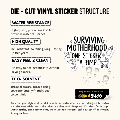 3PCs Surviving Motherhood Sticker | Funny Mom Life Vinyl Decal